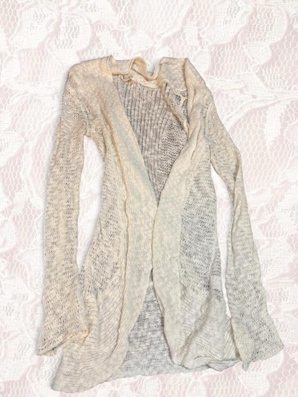 Roxy Cream Open-Front Knit Cardigan